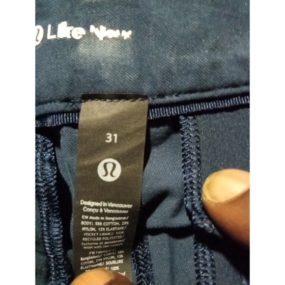 Lululemon Commission Pants Men Size 31 Navy Blue Classic Fit Warpstreme - Picture 3 of 7